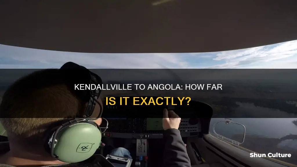 how far is kendallville in to angola in