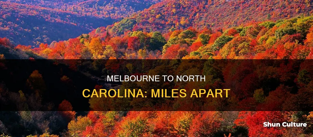 how far is melbourne vic australia from norrh carolina usa
