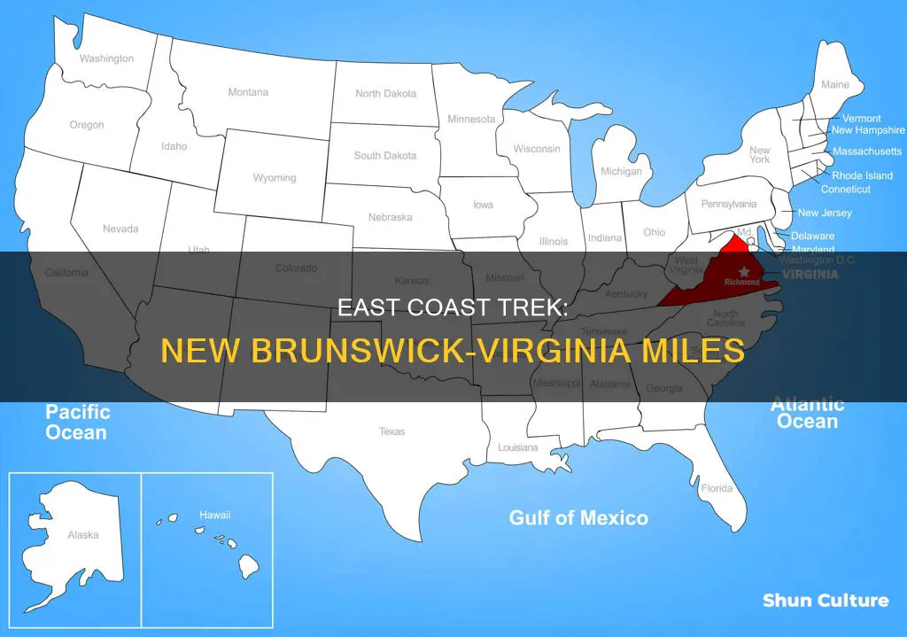 how far is new brunswick canada from virginia usa