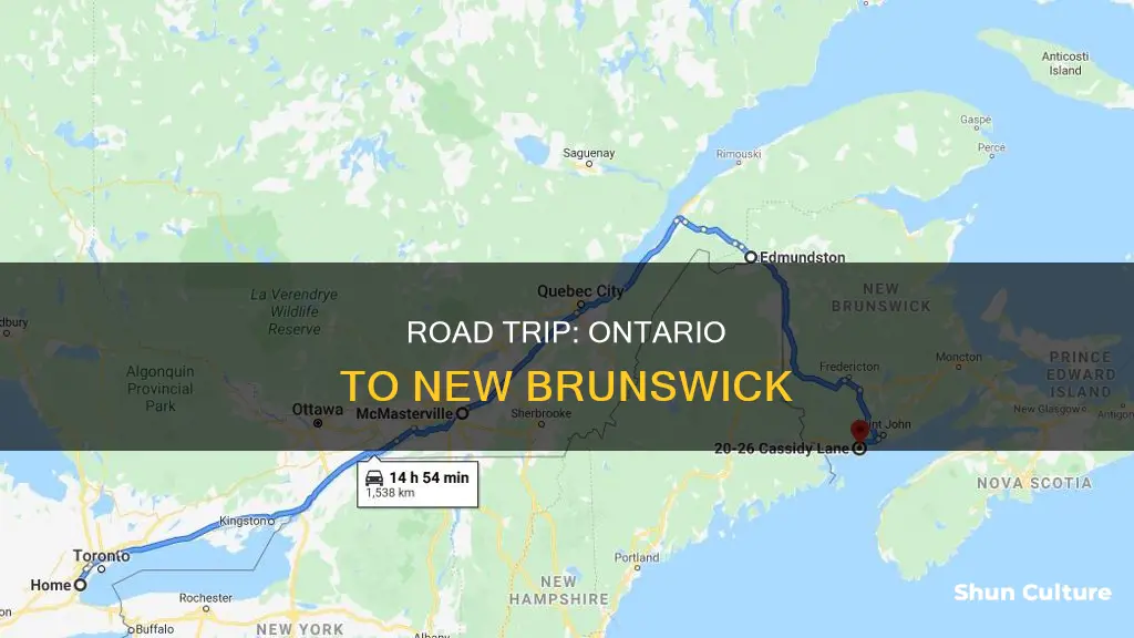 how far is new brunswick from ontario by car