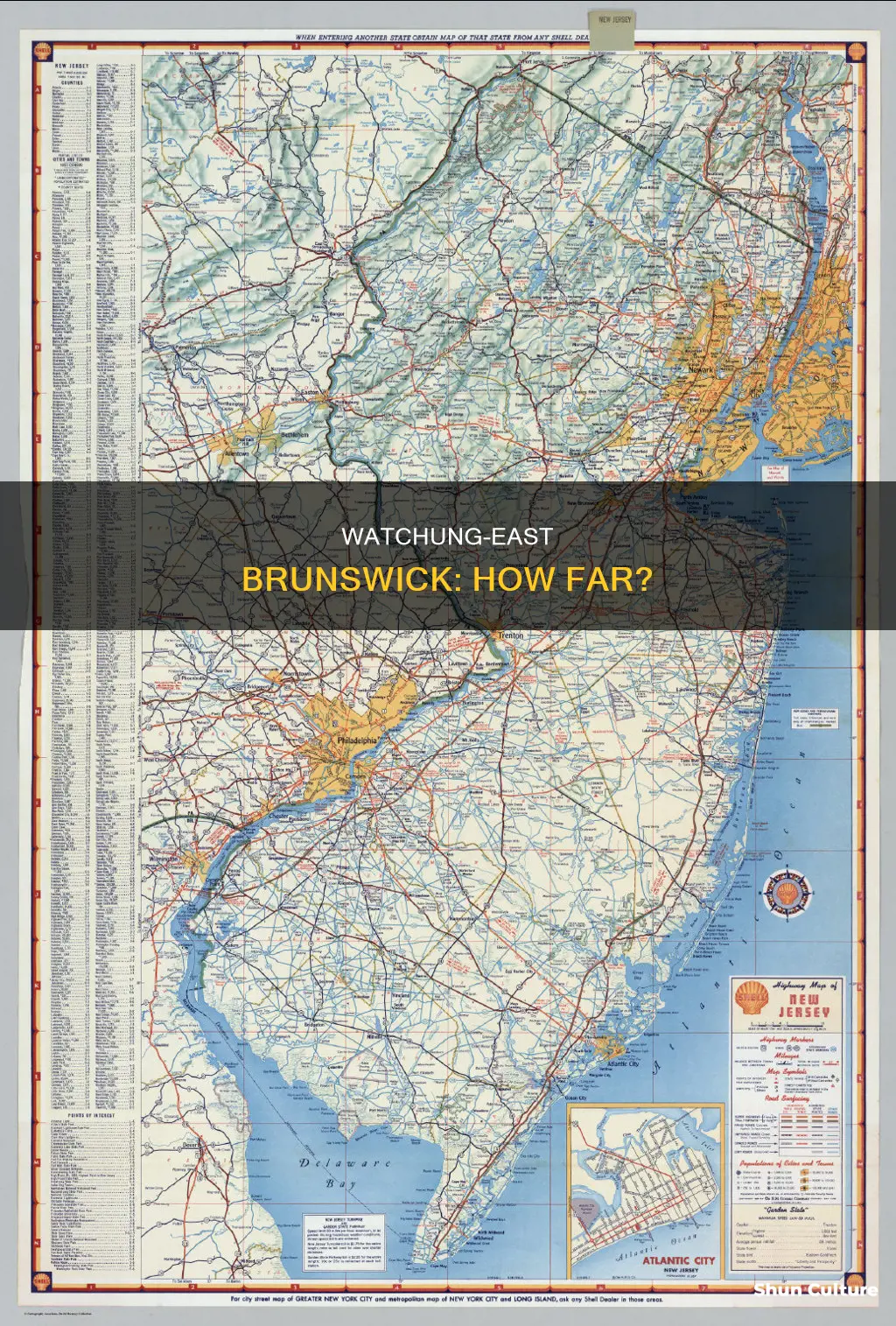 how far is watchung nj from east brunswick nj