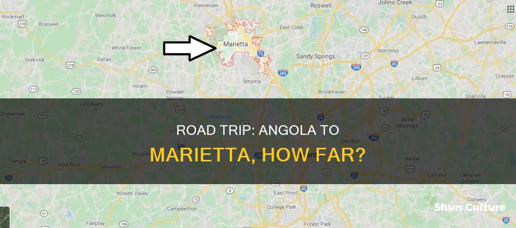 how far to marietta georgia from angola indiana