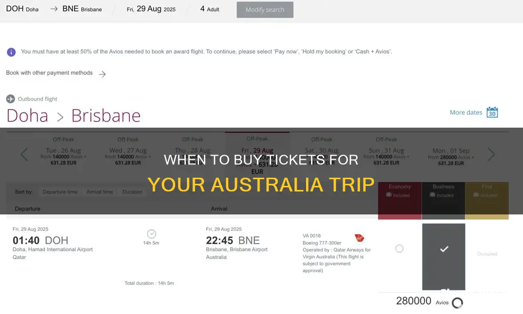 how ling before flying ti australia should I buymy tickets