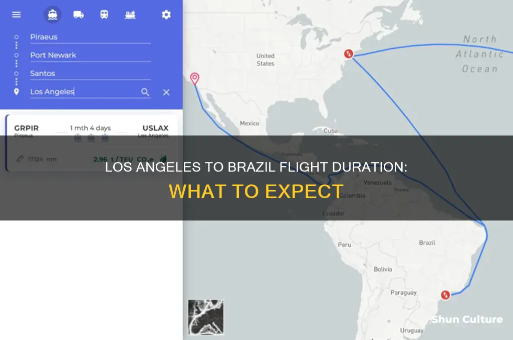 how long is the flight from los angels to brazil
