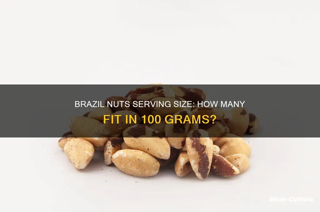 how many brazil nuts in 100 grams