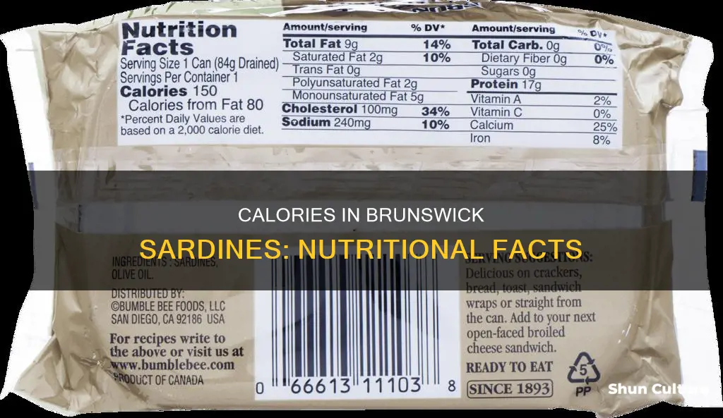 how many calories in brunswick sardines in spring water