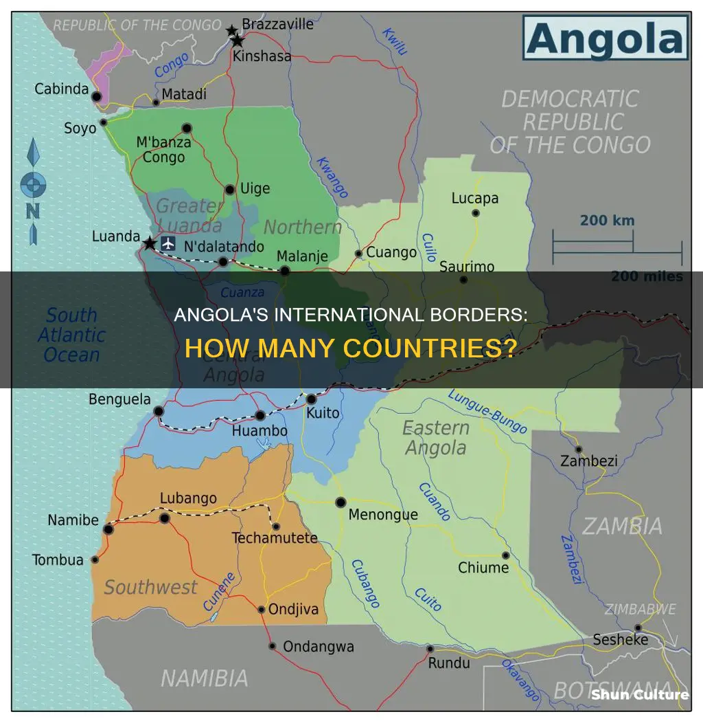 how many countries border angola