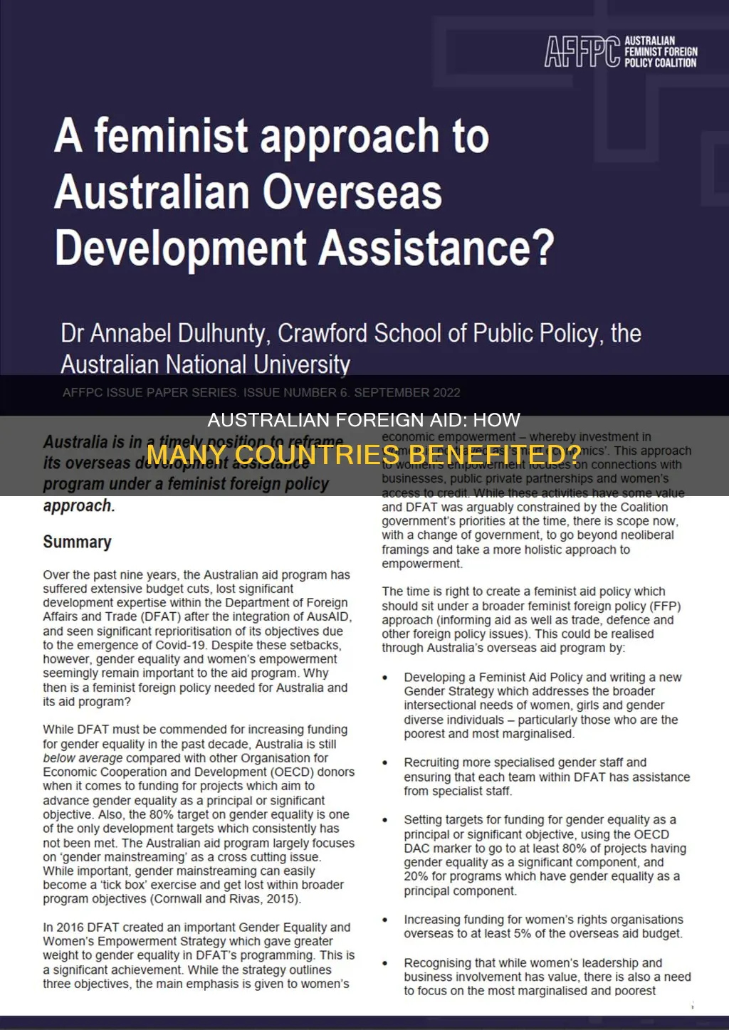 how many countries does australia give aid to