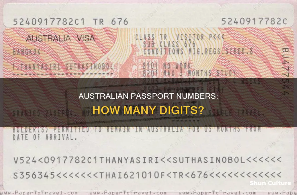 how many digits is an australian passport number
