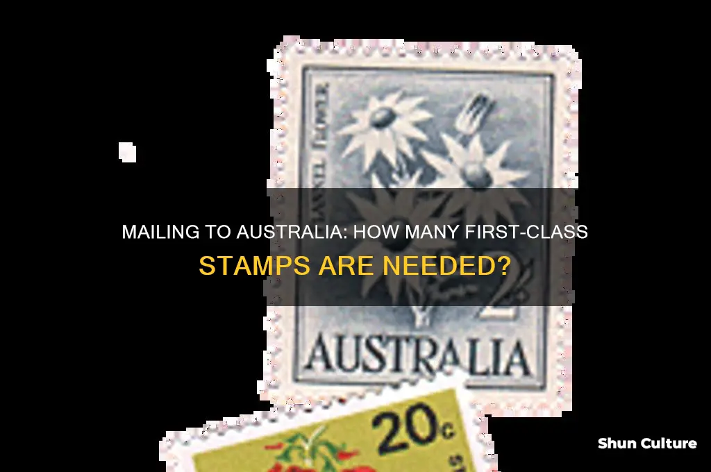 how many first class stamps for a letter to australia
