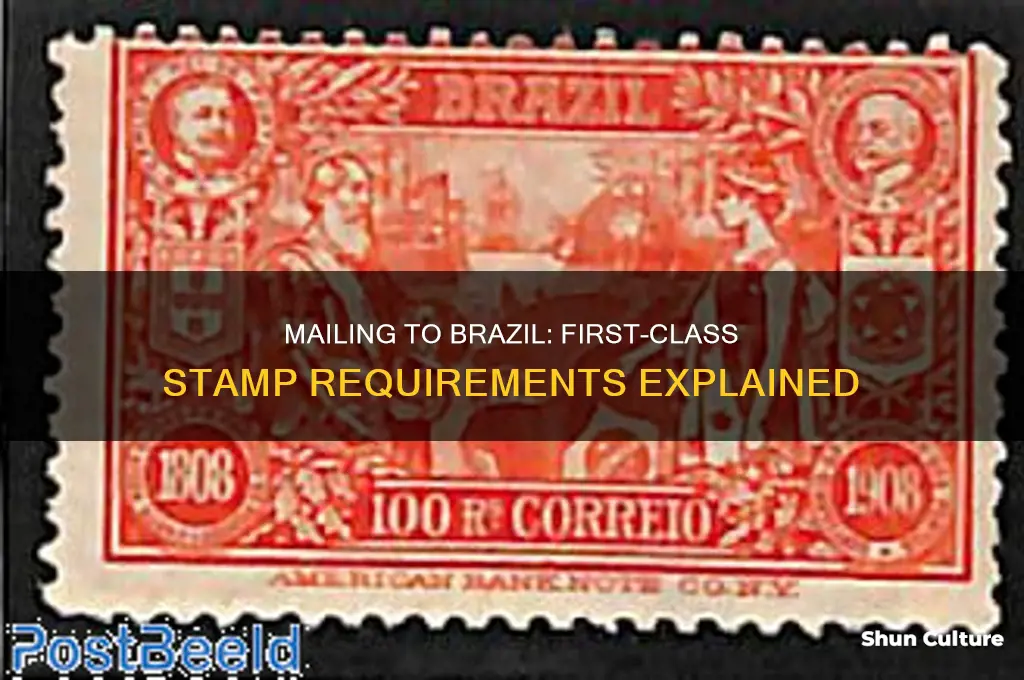 how many first class stamps for a letter to brazil