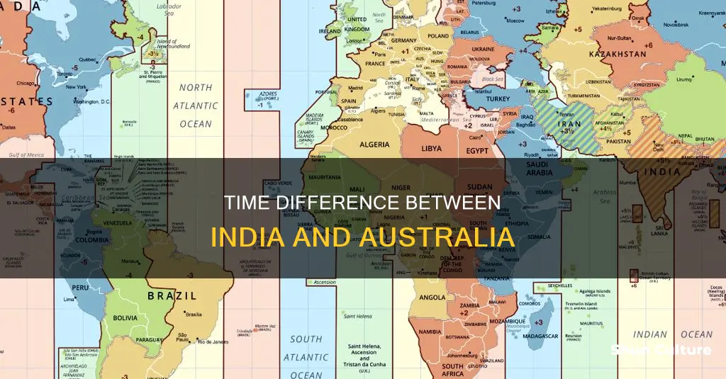 how many hours ahead is australia than india