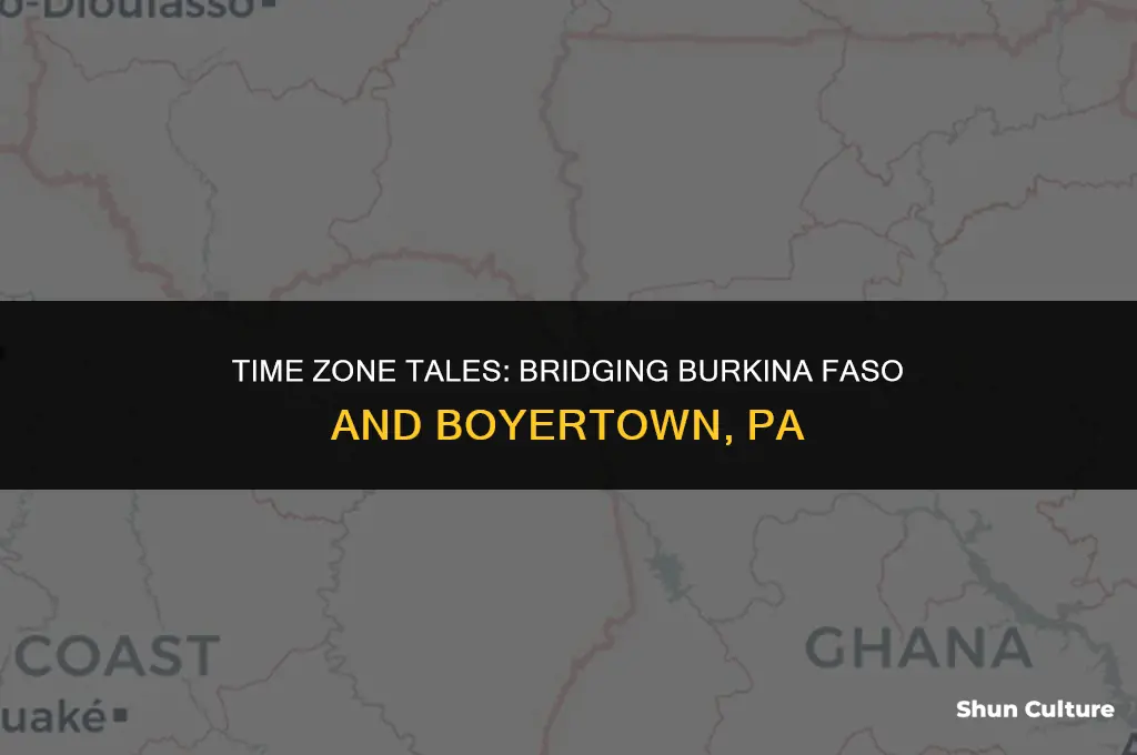 how many hours ahead is burkina faso from boyertown pa