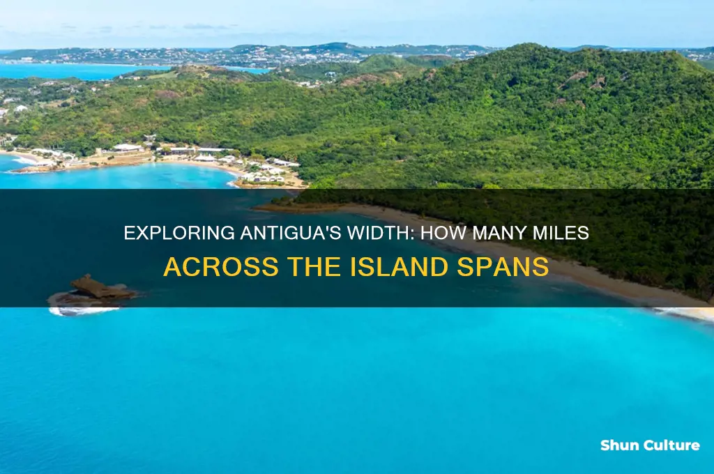 how many miles across is antigua