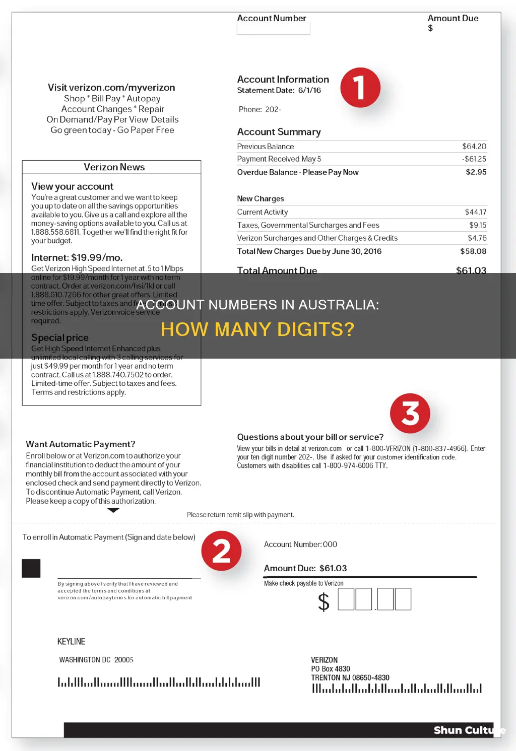 how many numbers in an account number australia