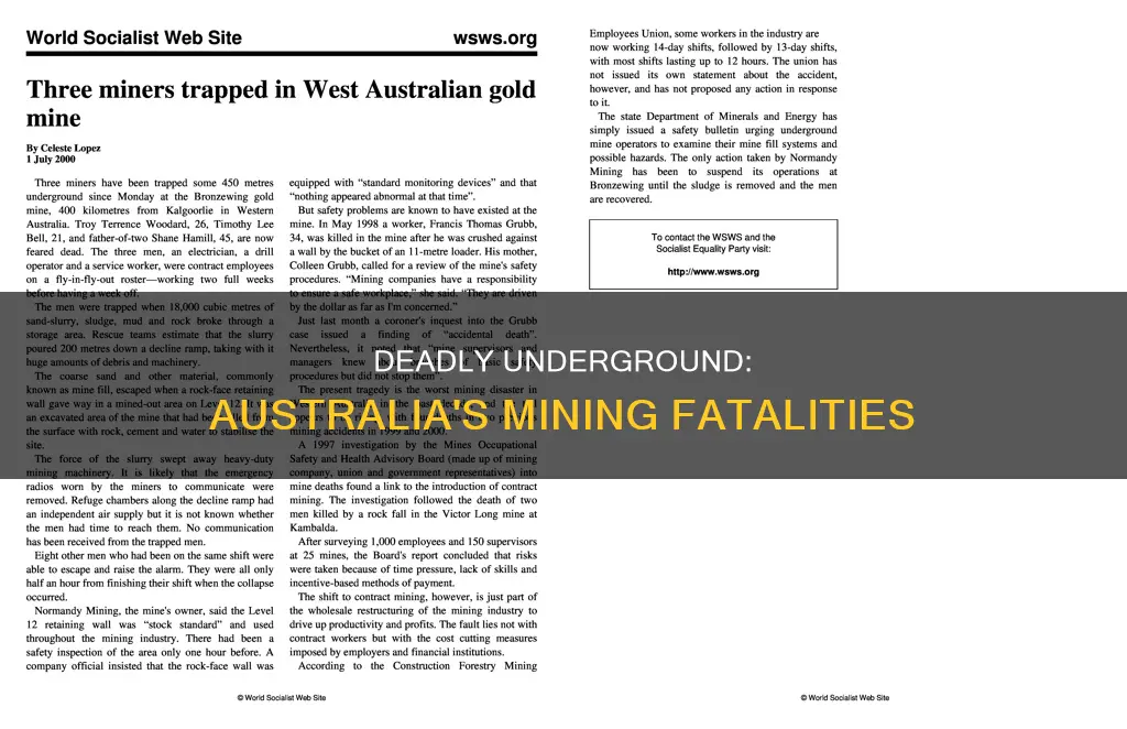 how many people die in underground mines in australia