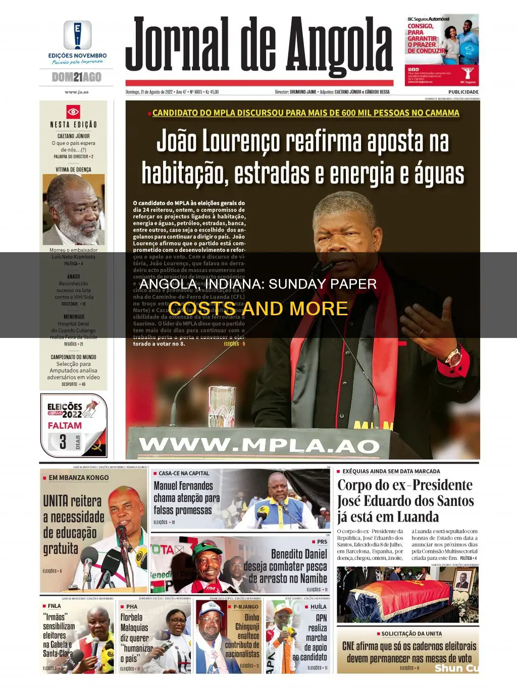 how much are angola infiana sunday papers