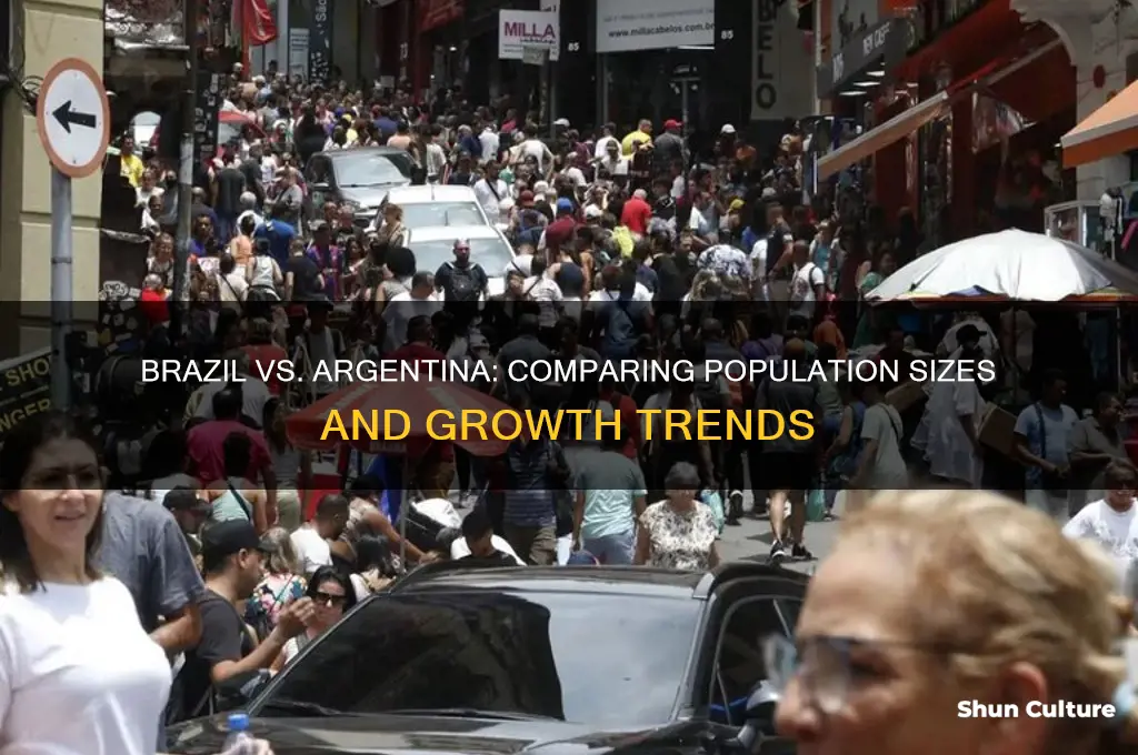 how much bigger population brazil argentina