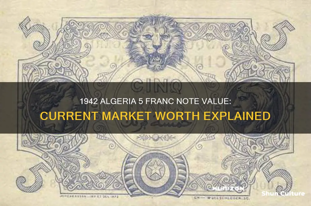 how much is a 1942 algeria 5 note worth