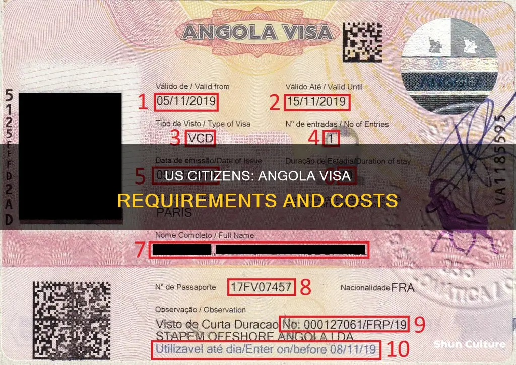 how much is an angola visa from usa