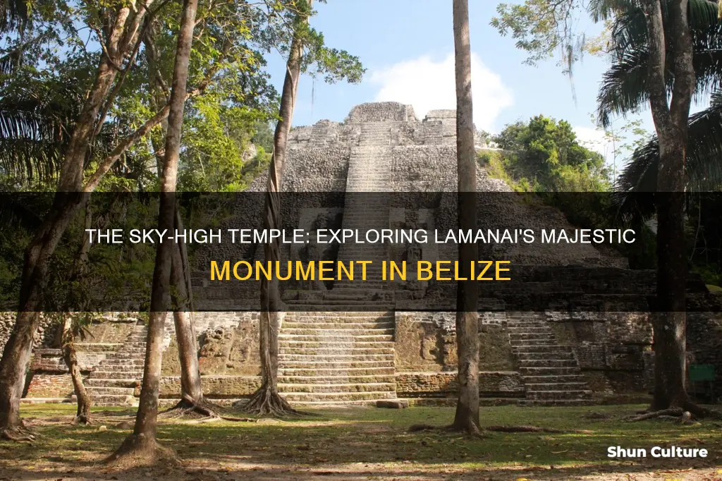 how tall is the main temple at lamanai in belize