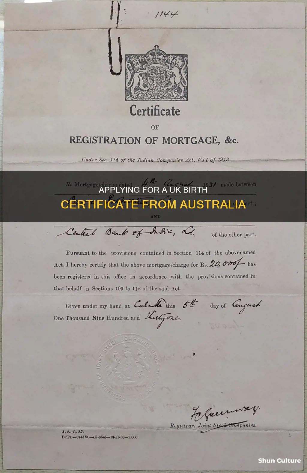 how to apply for a british birth certificate from australia