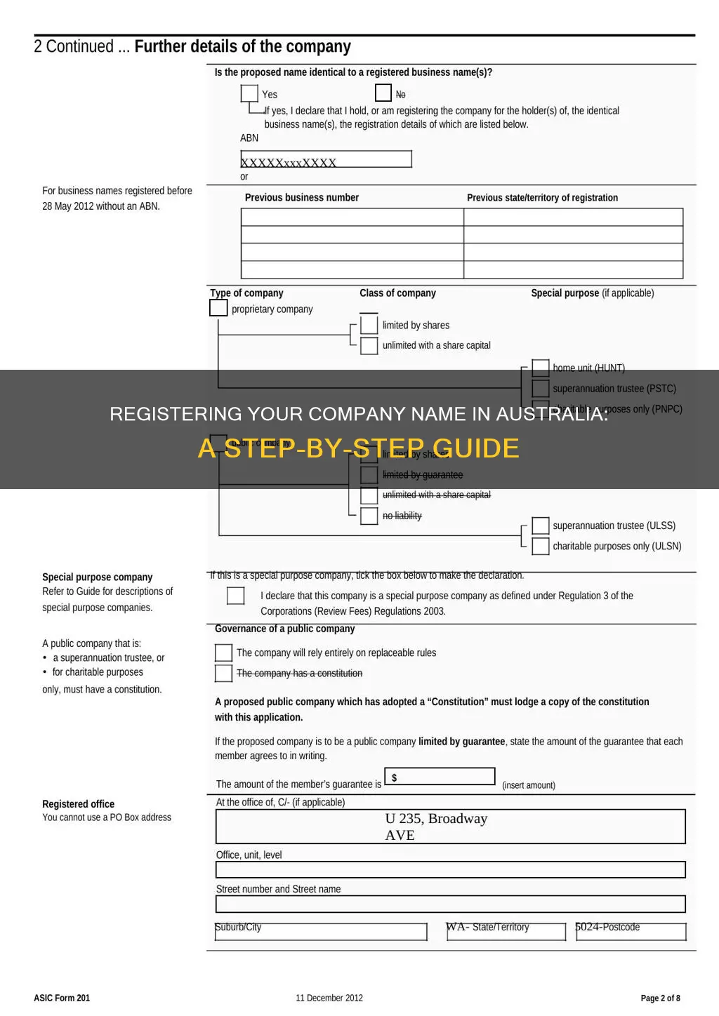how to apply for a company name in australia