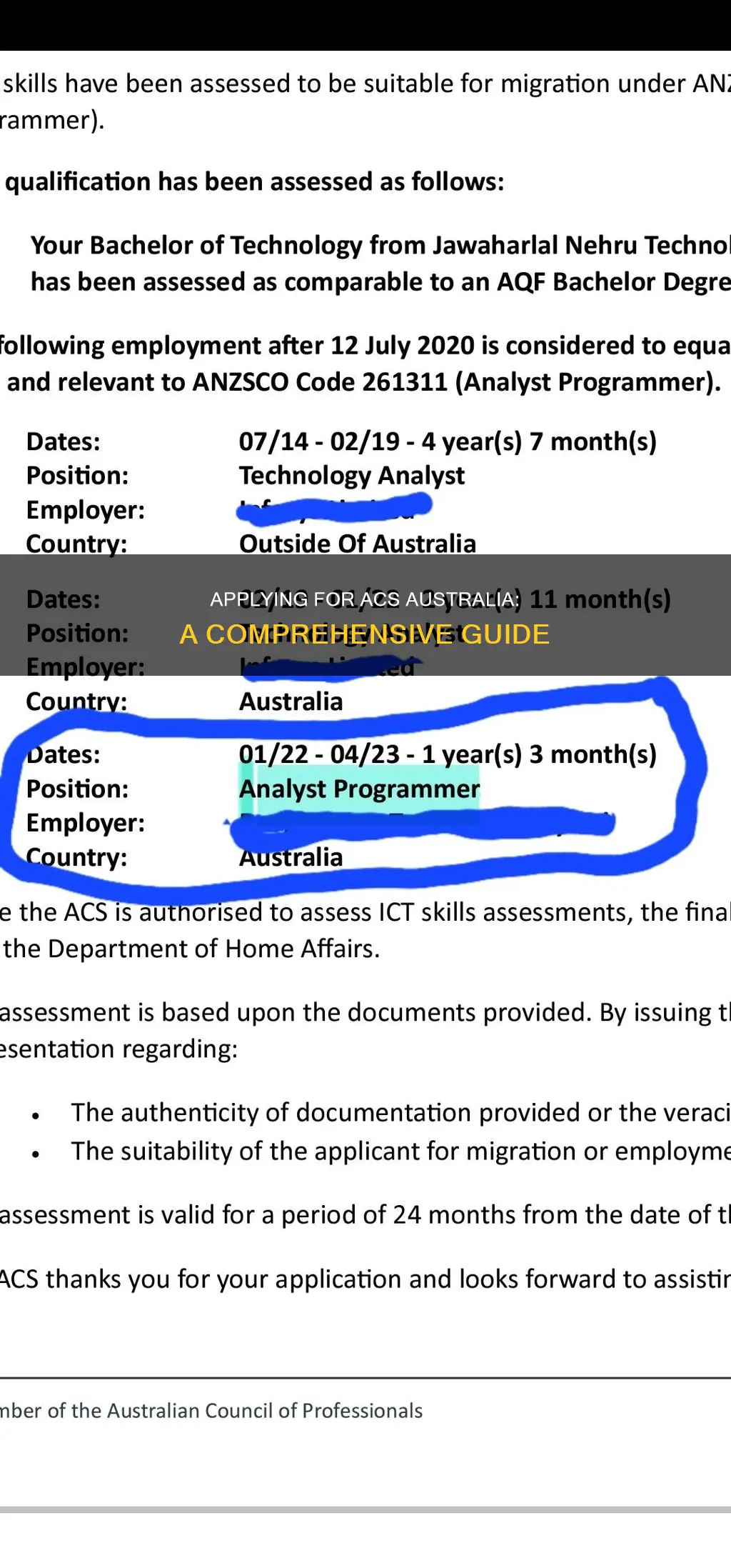 how to apply for acs australia
