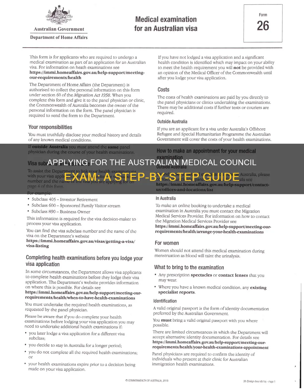 how to apply for australian medical council exam