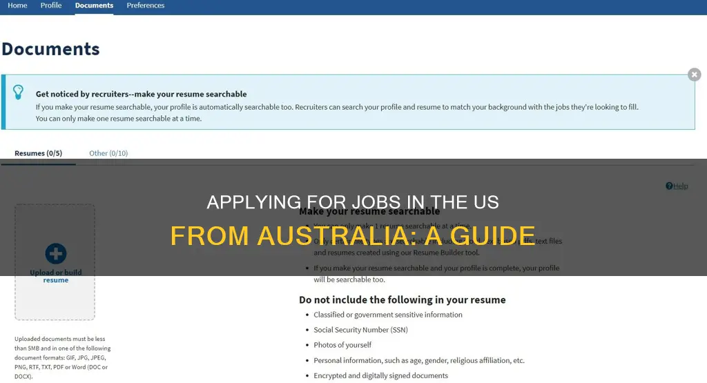 how to apply for job in usa from australia