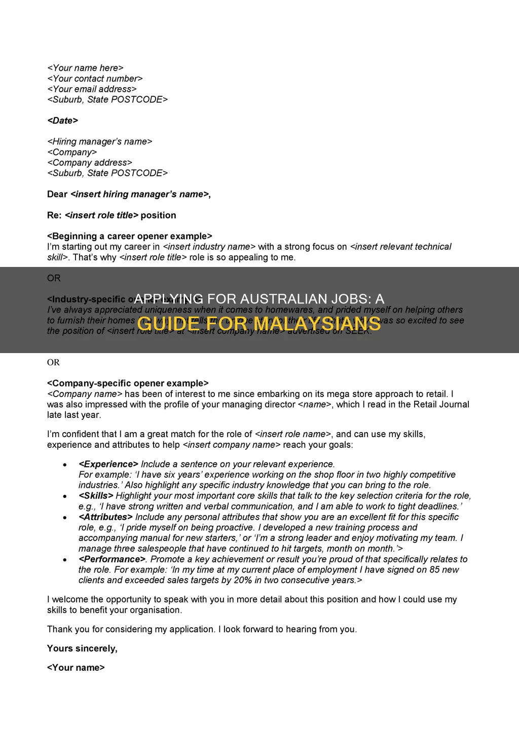 how to apply for jobs in australia from malaysia