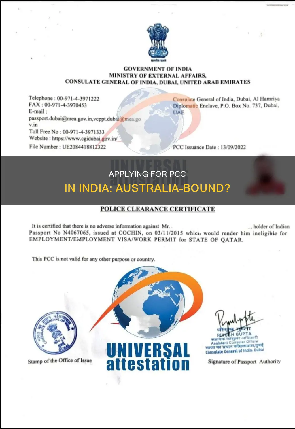 how to apply pcc in india for australia