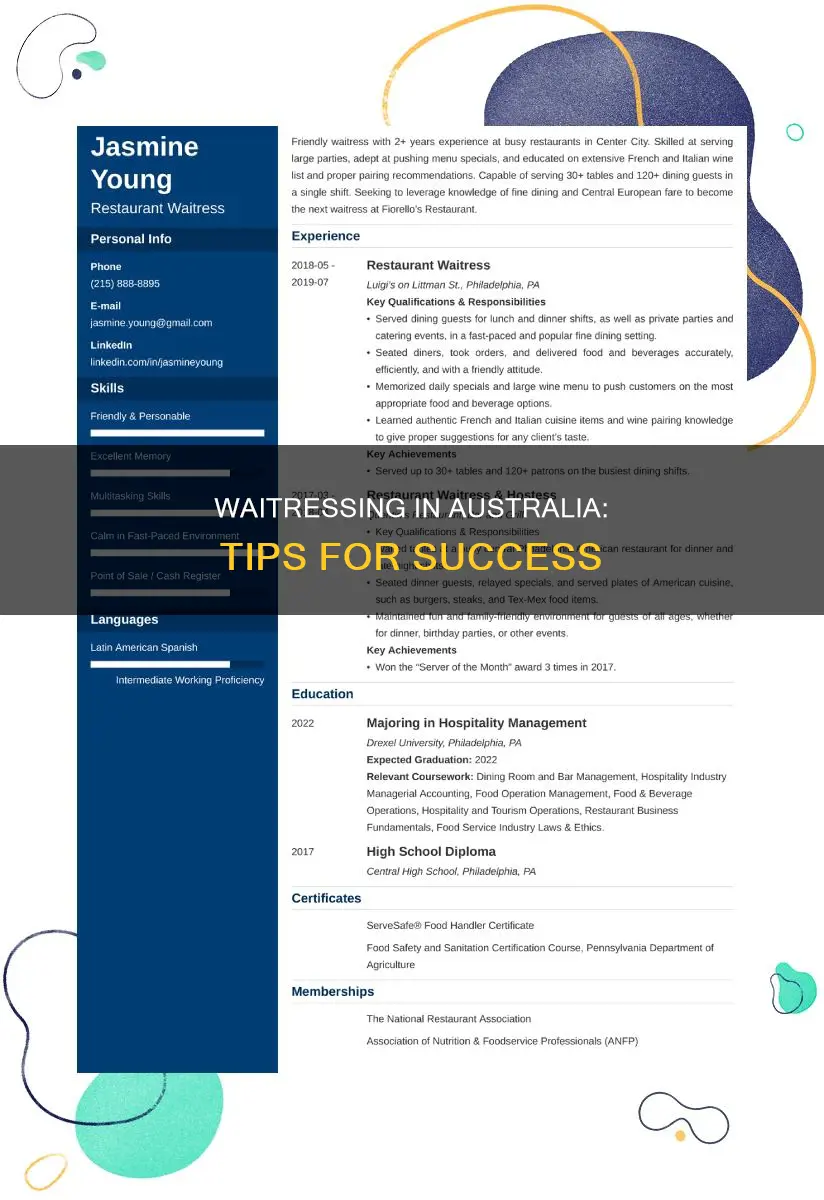 how to be a good waitress in australia