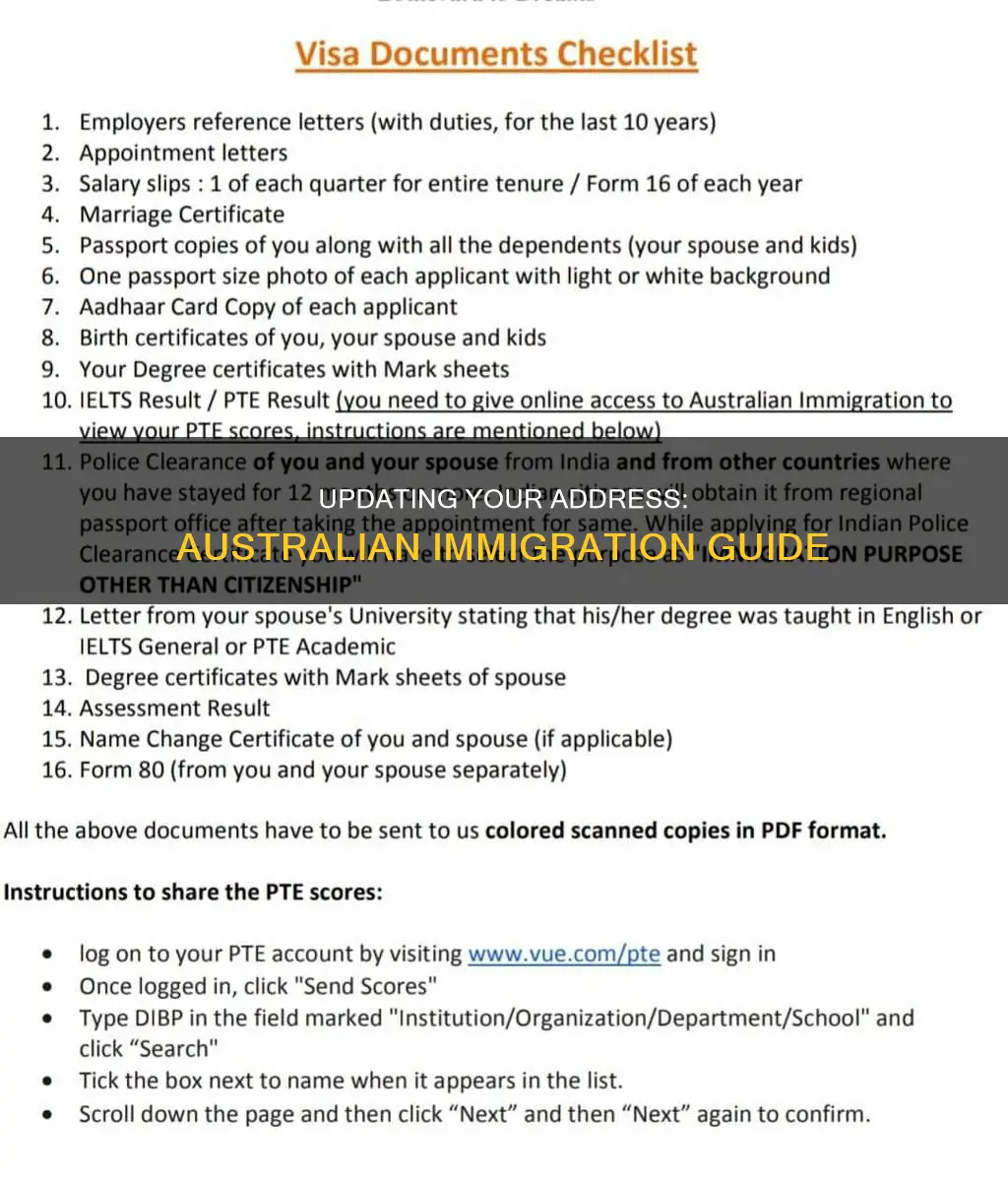 how to change address in australian immigration