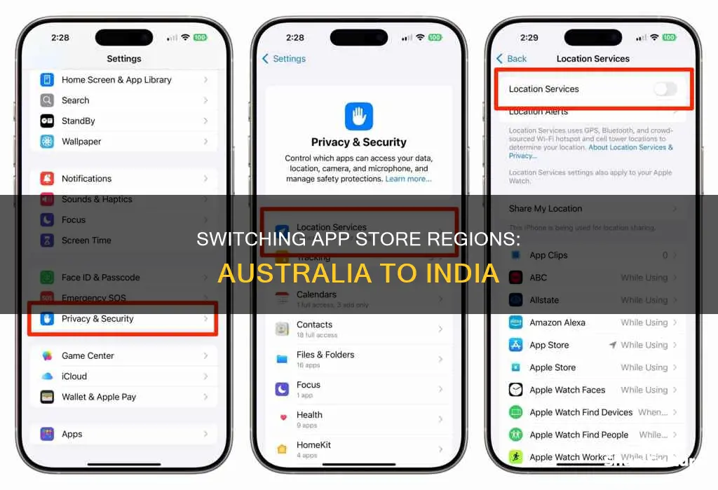 how to change app store from australia to india
