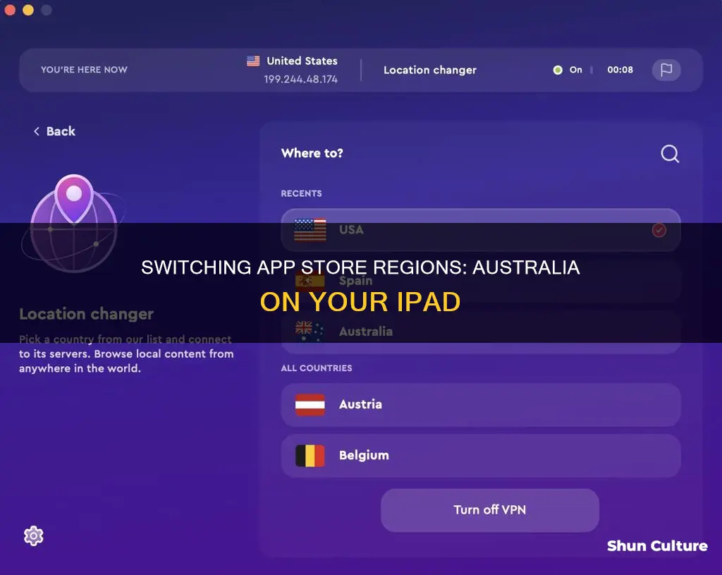 how to change app store to australia on ipad