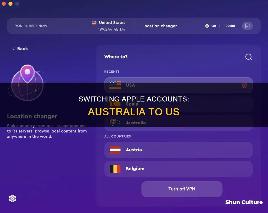 how to change australian apple account to us apple