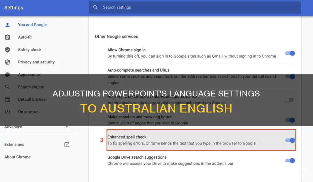 how to change powerpoint to australian english