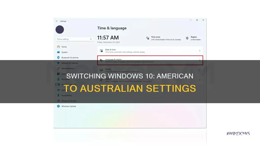 how to change windows 10 from american standard to australian