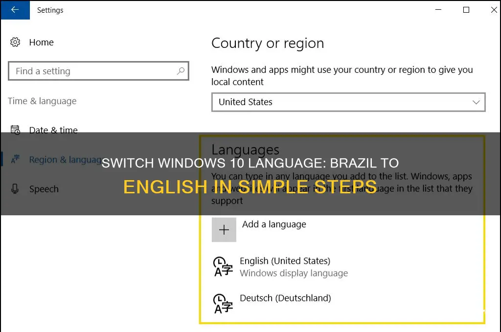 how to change windows 10 language from brazil to english
