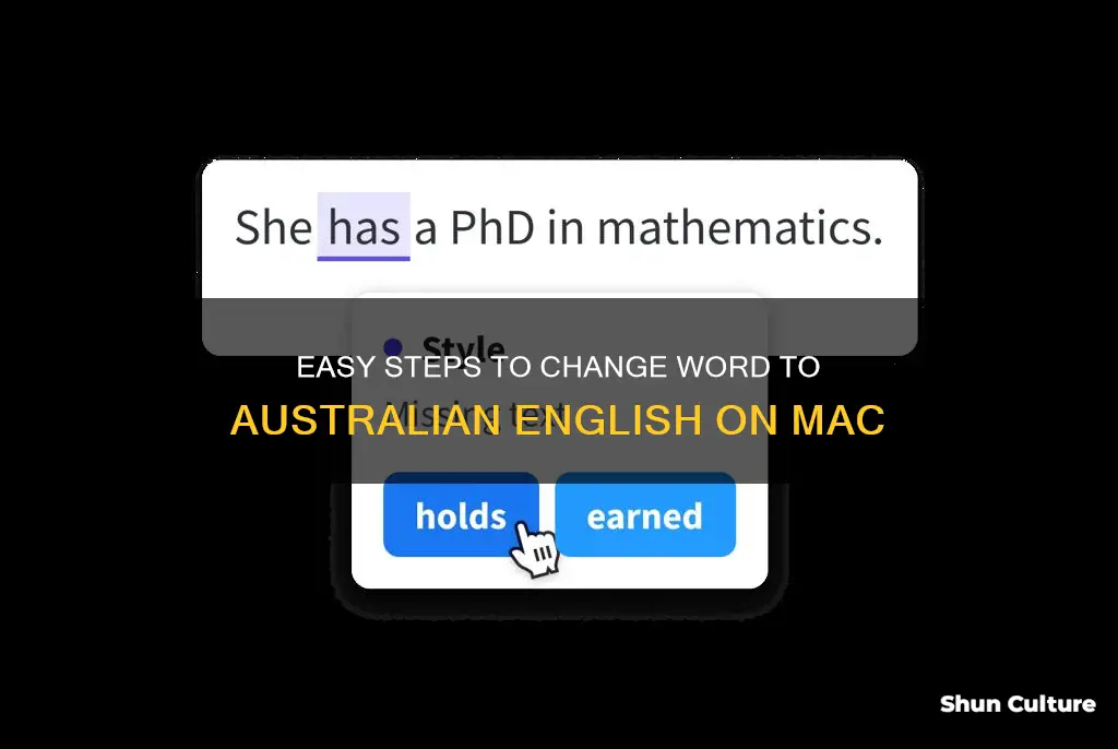 how to change word to australian english mac