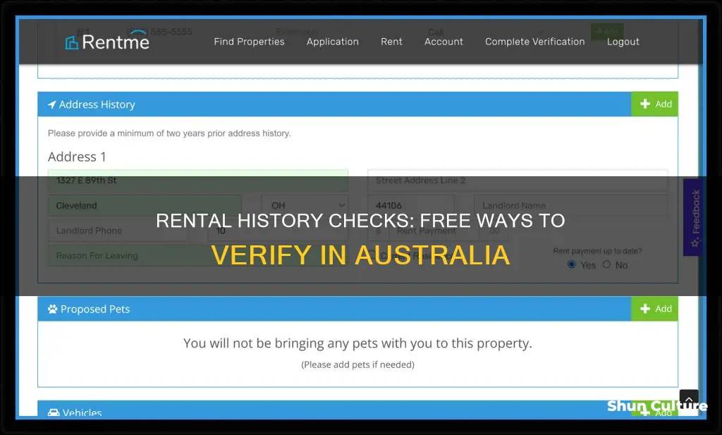 how to check rental history free australia
