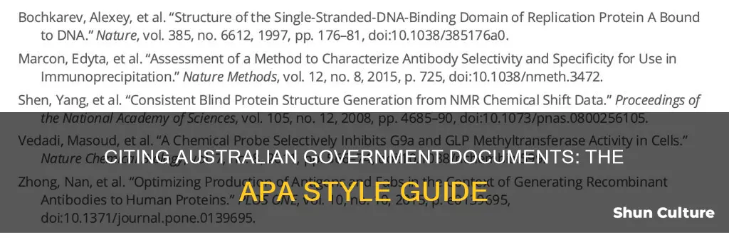 how to cite australian government documents apa