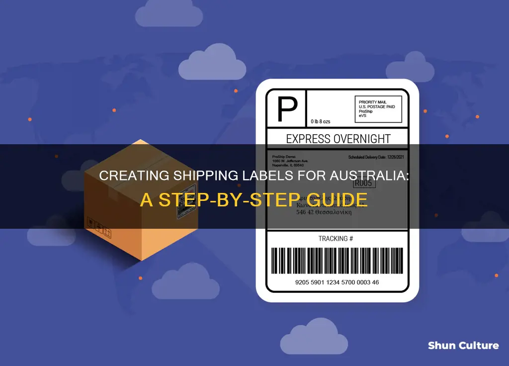 how to create a shipping label to australia