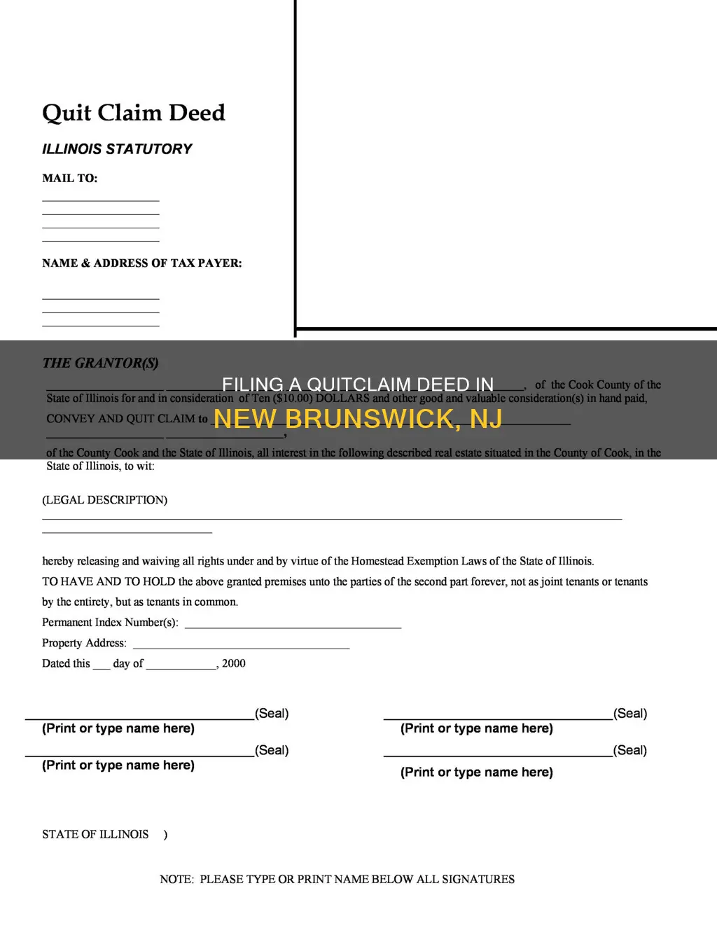 how to file quit claim deed in new brunswick nj