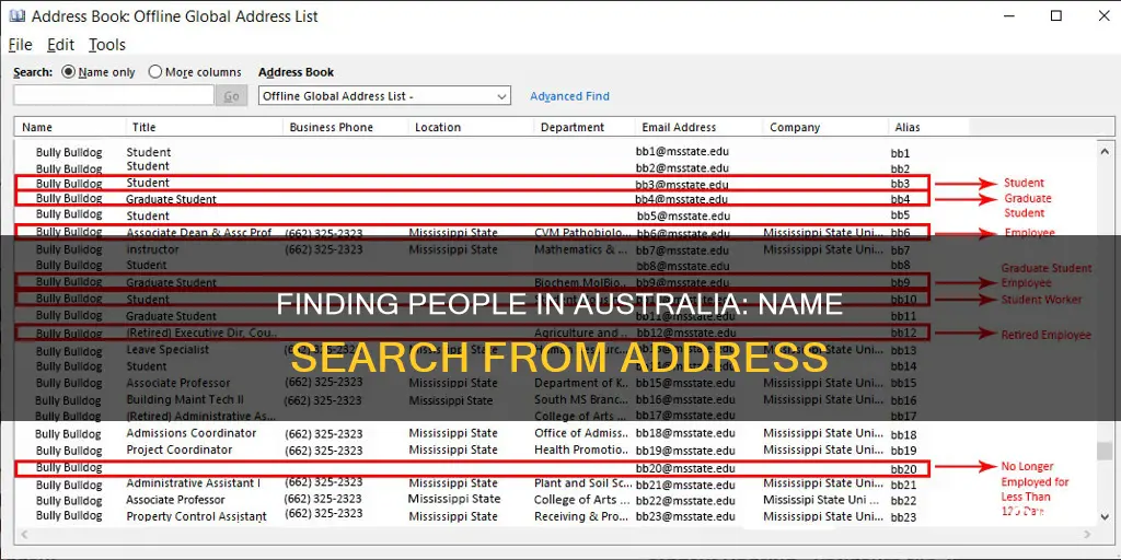 how to find a name from an address in australia