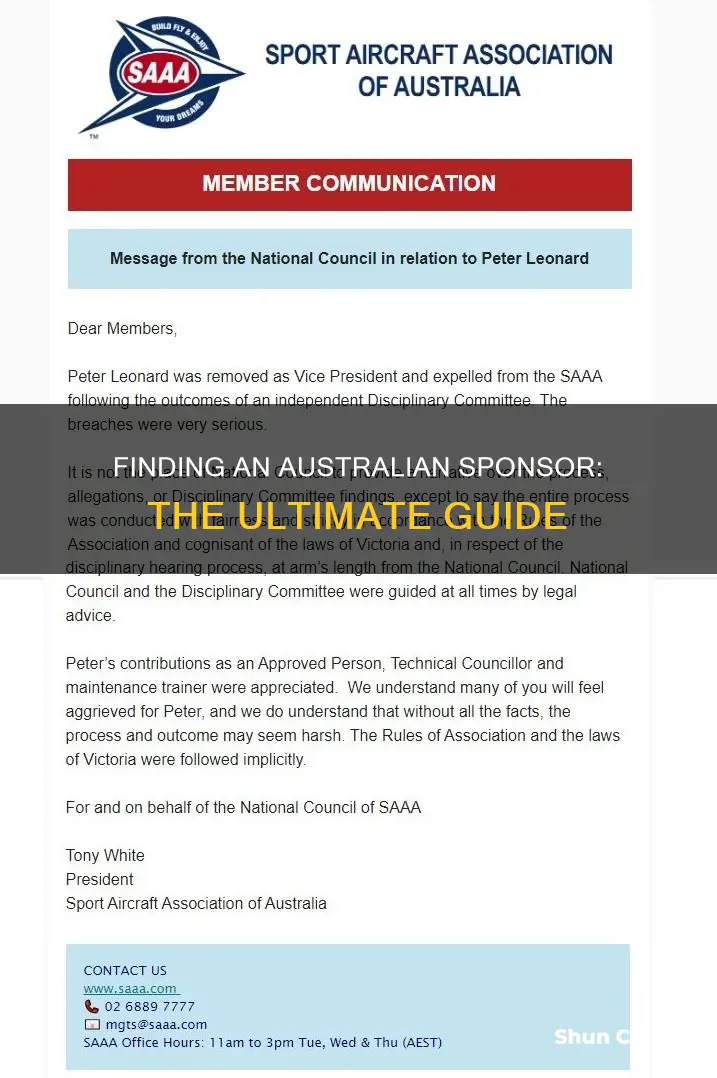 how to find a sponsor in australia
