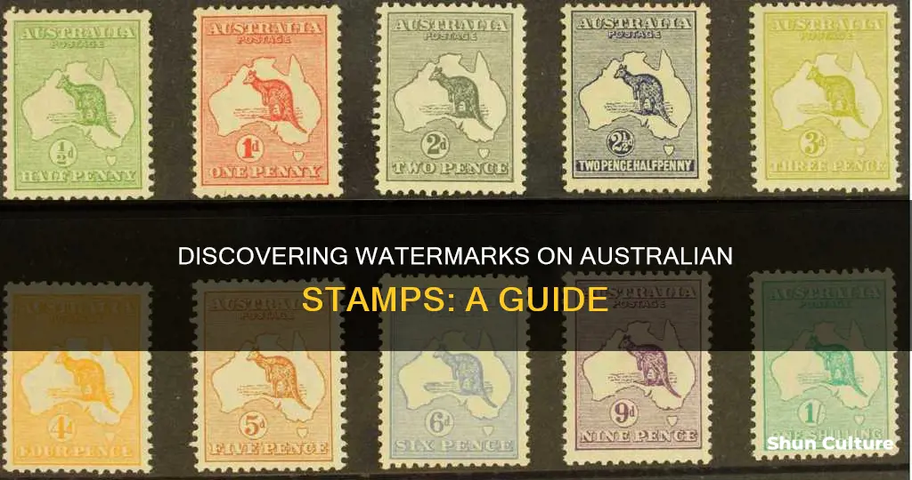 how to find watermarks on australian stamps
