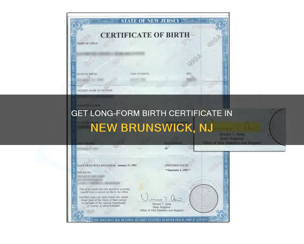 how to get long form birth certificate new jersey brunswick