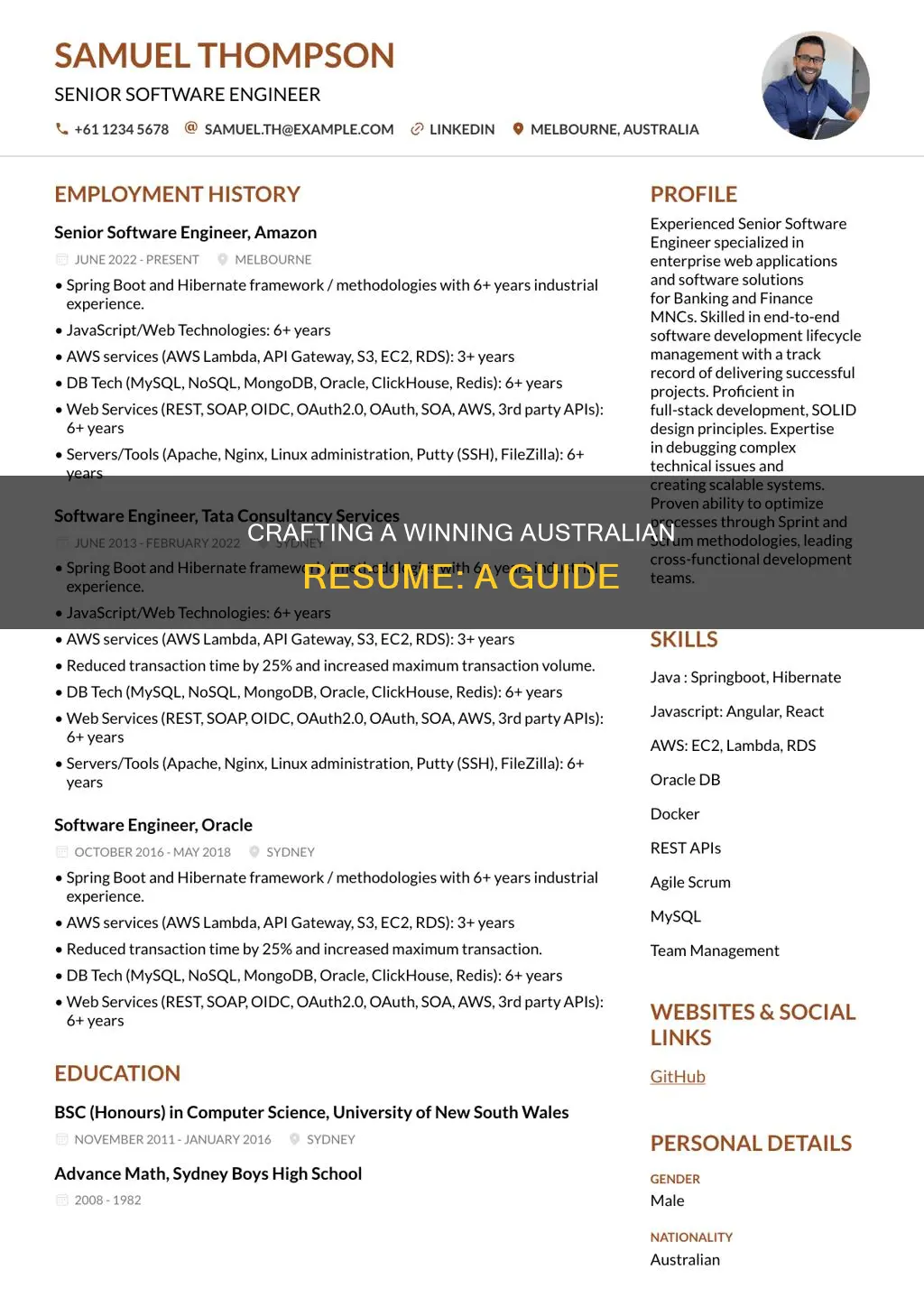 how to make a australian resume